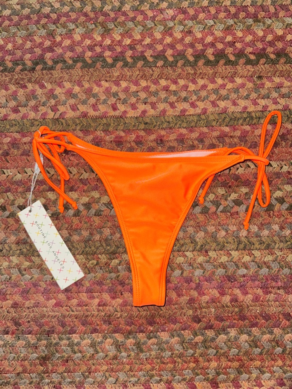 NWT BOUTINE LA BRIGHT ORANGE THONG SIDE TIE BIKINI BOTTOMS